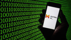 File photo taken in March 2024 shows the Mistral AI logo, one of the leading players in AI in France.